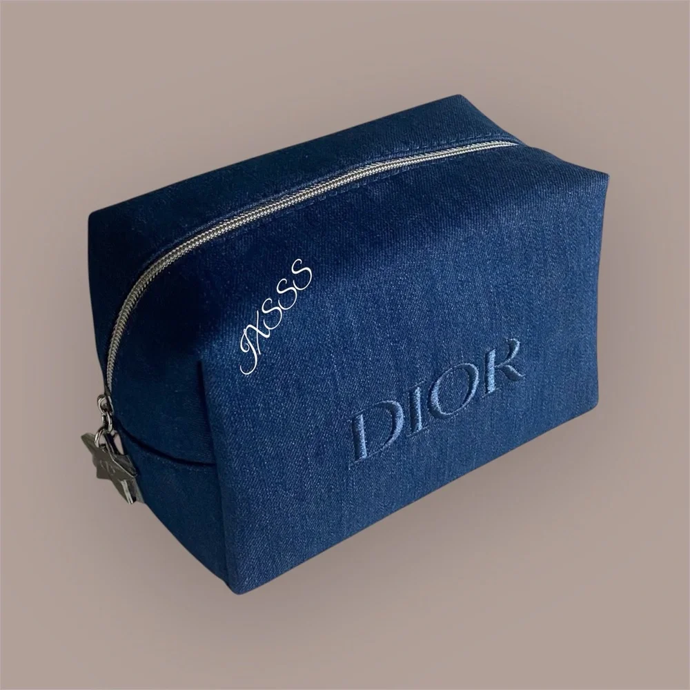 Reposh Dior Blue Denim Cosmetic Pouch with Star Charm